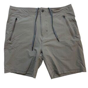 Mack Weldon Shorts Men's L Gray Performance Perforated Zip Pockets Nylon Vented